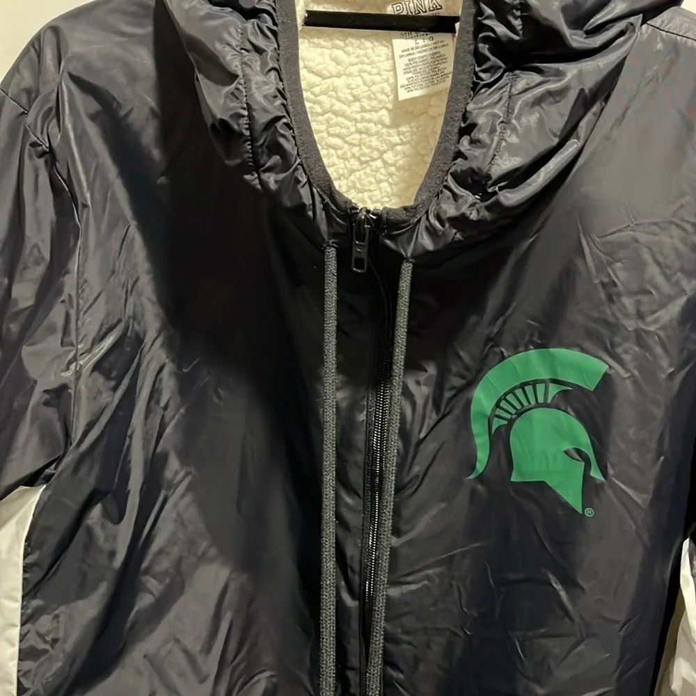 Victoria Secret PINK MSU Spartans Sherpa Lined Jacket